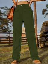 Washed Elastic Pocket Jeans Casual Pants