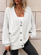 Solid Color Knitted Cardigan Loose Sweater