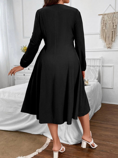 Square Collar Slim Long Sleeve Dress