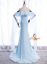 Blue Mermaid Spaghetti Straps Prom Dress