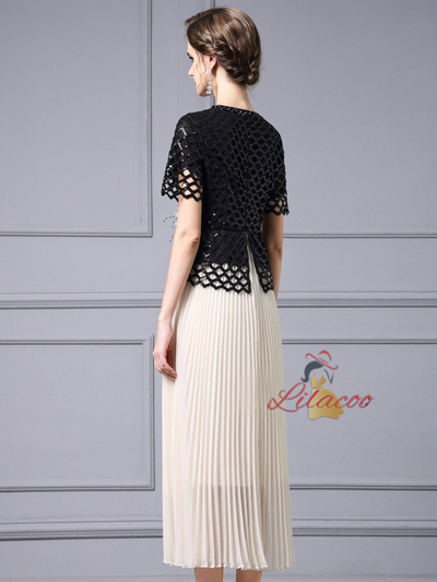 Black Sequins Short Sleeve Mother Of The Bride Dress