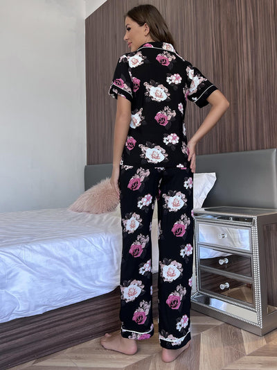 Short-sleeved Trousers Floral Pattern Pajamas Set