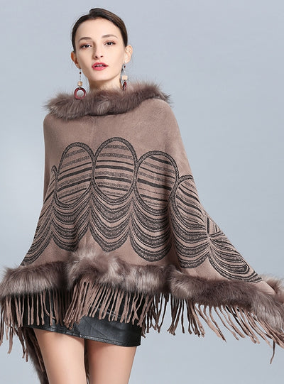 Cashmere-like Pullover Cloak Shawl Coat