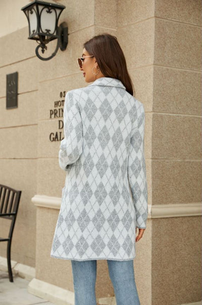 Autumn and Winter Contrast Houndstooth Coat