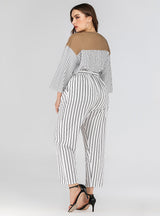 Plus Size Striped Pant With Belt
