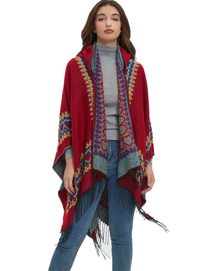 Family Style Love Red Tassel Hooded Cloak