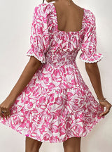 Bubble Sleeve Short Sleeve Print Dress