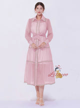 Retro Palace Long Sleeve Lapel Dress