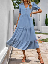 Solid Color Mid-length Collar Dress