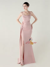 Mermaid Spaghetti Straps Split Beading Prom Dress