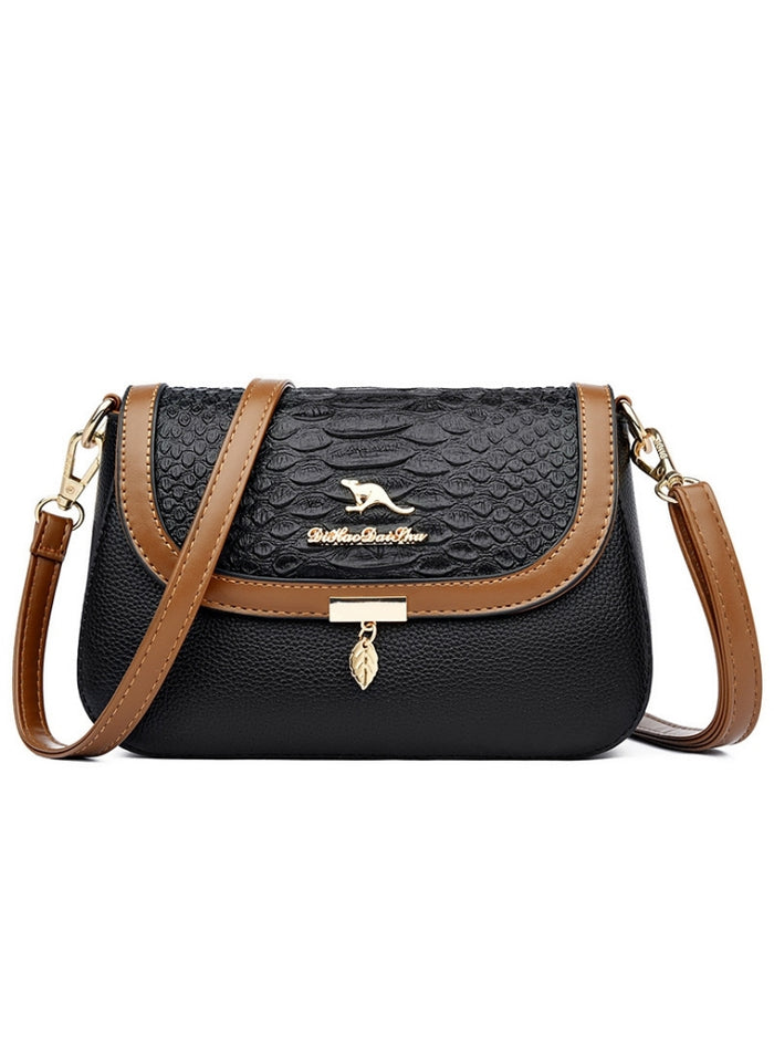 One-shoulder Crocodile Contrasting Crossbody Bag