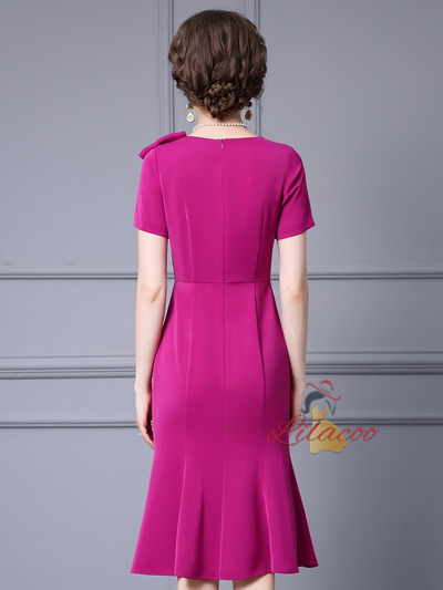 Fuchsia Short Sleeve Mother Of The Bride Dress