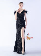 Mermaid Sequins Spaghetti Straps Prom Dress