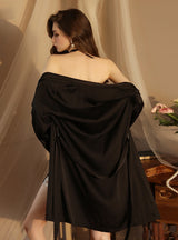 Long Sleeve Satin Lace Pajamas Suit Set