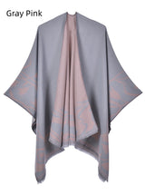 Retro Double-sided Split Shawl Fringed Cloak