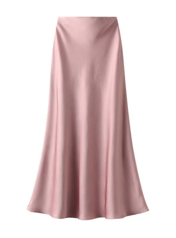 Acetic Satin Long Slim Skinny Skirt
