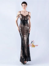 Mermaid Sequins Spaghetti Straps Prom Dress