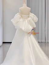 White Satin Sweetheart Wedding Dress