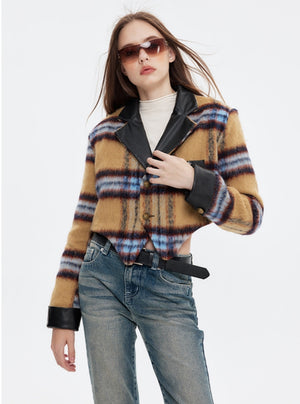Irregular Plaid Cotton Coat