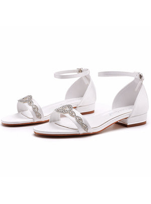 2 cm Silk Satin Bridal Rhinestone Sandals