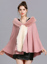 Loose Fur Collar Knitted Cardigan Shawl Cloak