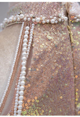 Pink Mermaid Sequins Short Prom Dress