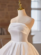 White Satin Strapless Homecoming Dress