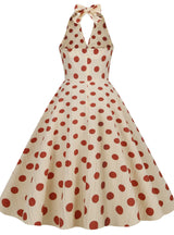 High Waist Polka-dot Halter Dress