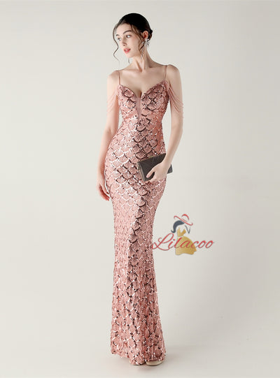 Mermaid Spaghetti Straps Beading Prom Dress