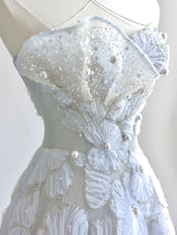 Blue Tulle Sequins Prom Dress