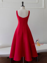 Red Straps Sleeveless Prom Dress