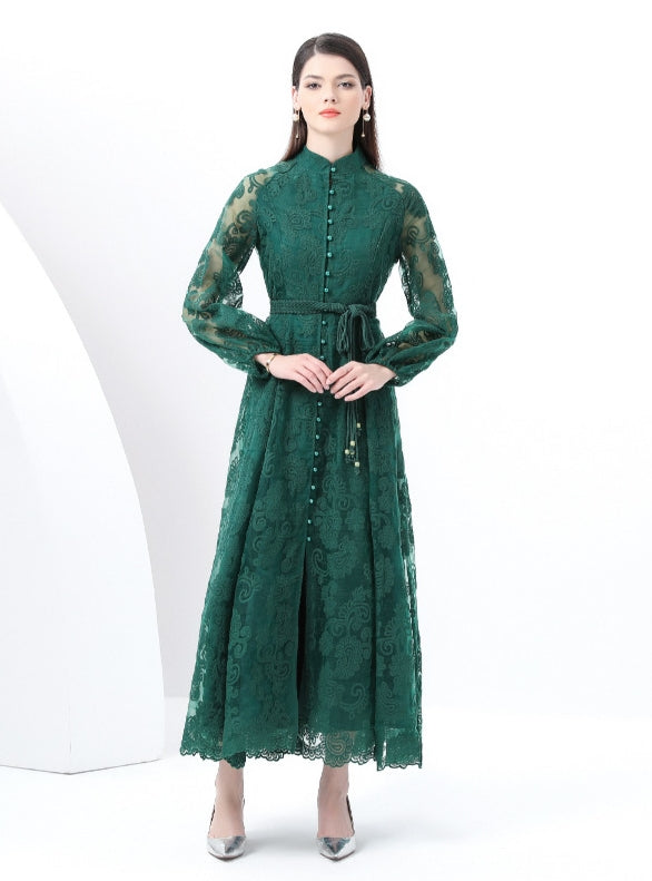 Palace Collar Lace Long Sleeve Dress