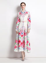 Long Sleeve Holiday Printed Shirt Dress