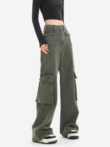 High Waist Straight Wide-leg Pants
