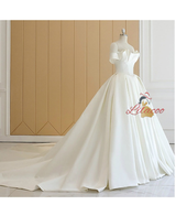 White Satin Off The Shoulder Wedding Dress