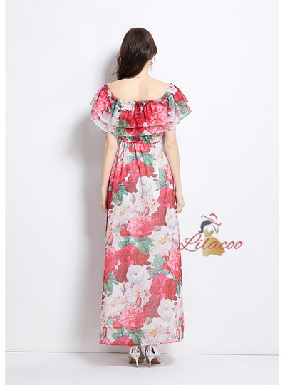 Lotus Leaf Beach Split Chiffon Dress
