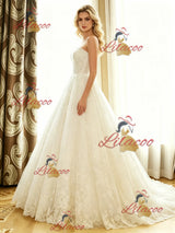 White Tulle Lace Strapless Wedding Dress
