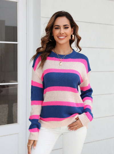 Spliced Striped Oullover Sweater
