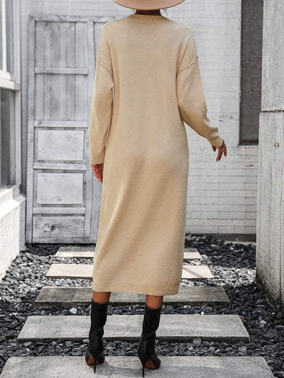 Women Button Long Sweater Dress
