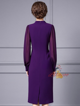 Purple V-neck Pleats Mother Of The Bride Dress