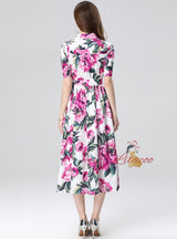 Printed Shirt Slim Waist Party Dress