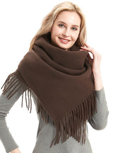 Bristle Solid Color Tassel Square Scarf