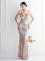 Spaghetti Straps Mermaid Beading Prom Dress