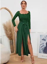 Sexy Lace Long Sleeve Belt Jumpsuit