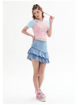 Short Slim Color Matching Top