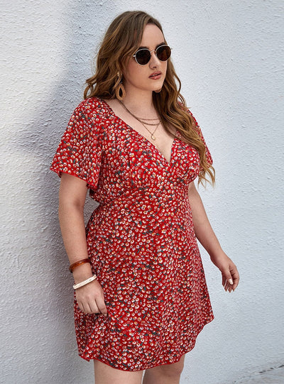 Sexy V-neck Floral Beach Dress