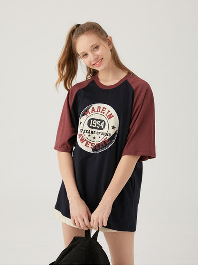 Contrast Loose Short Sleeve T-shirt