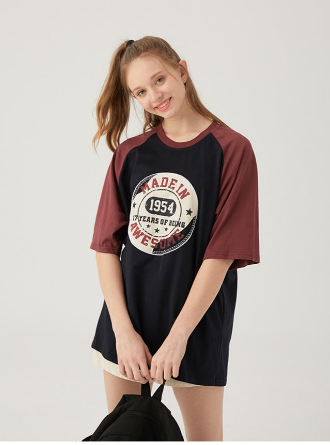 Contrast Loose Short Sleeve T-shirt