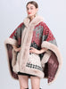 Loose Jacquard Fringed Hooded Cloak Shawl