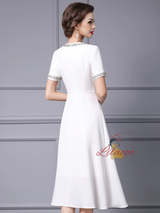 White Short Sleeve Mother of the Bride Dress